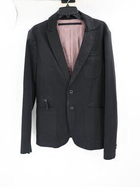 Diesel Sport Coat Mens Large Cotton black zip patch pockets casual blazer jacket